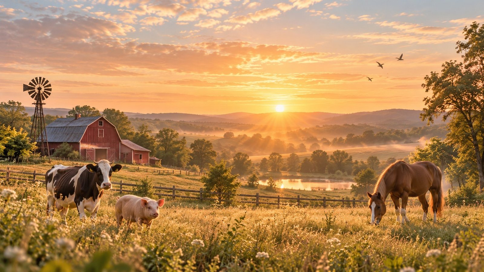 Sanctuary animals in a countryside landscape
